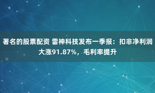 著名的股票配资 雷神科技发布一季报：扣非净利润大涨91.87%，毛利率提升
