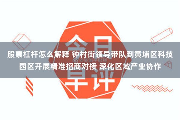 股票杠杆怎么解释 钟村街领导带队到黄埔区科技园区开展精准招商对接 深化区域产业协作